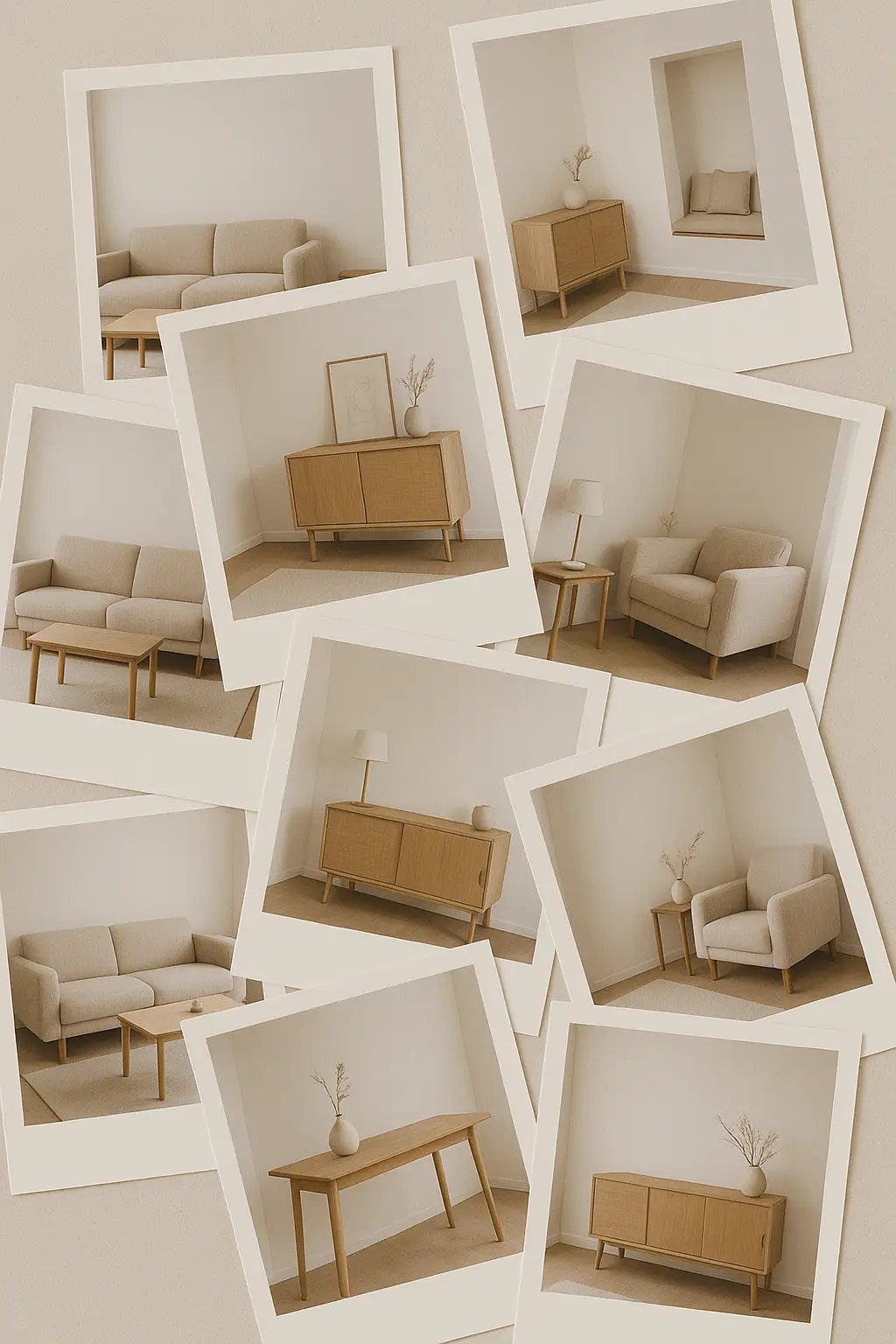 Japandi stiliaus moodboardas su interjero nuotraukomis – pasiruošimas interjero projektui